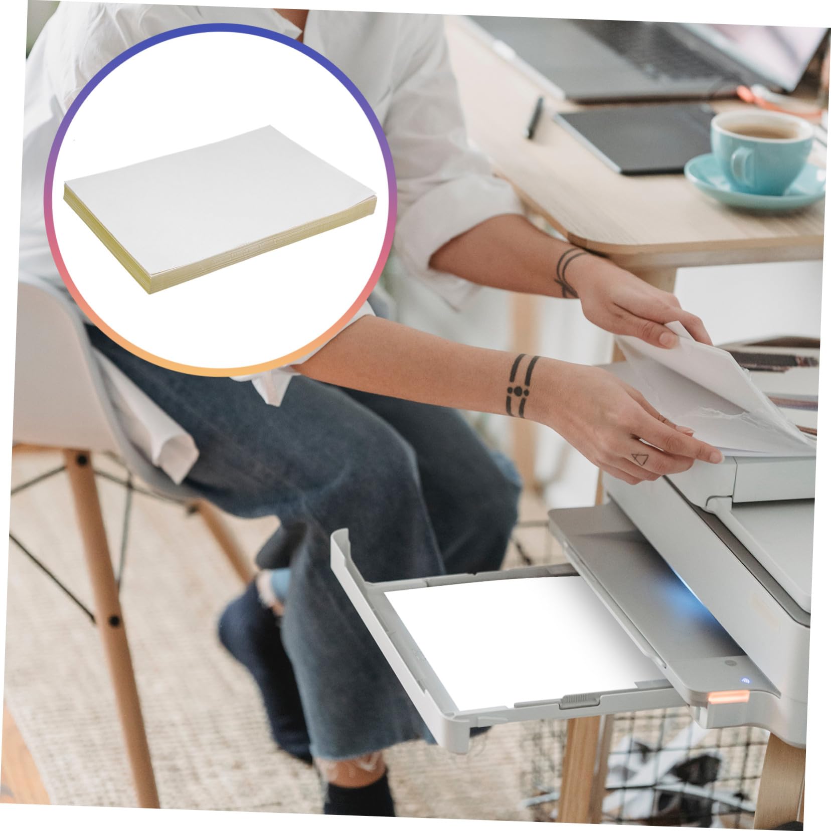 100 hojas Papel Adhesivo Mate para Imprimir Pegatinas Autoadhesivas para Impresora Papel Stickers de Alta Adhesión y Secado Rápido