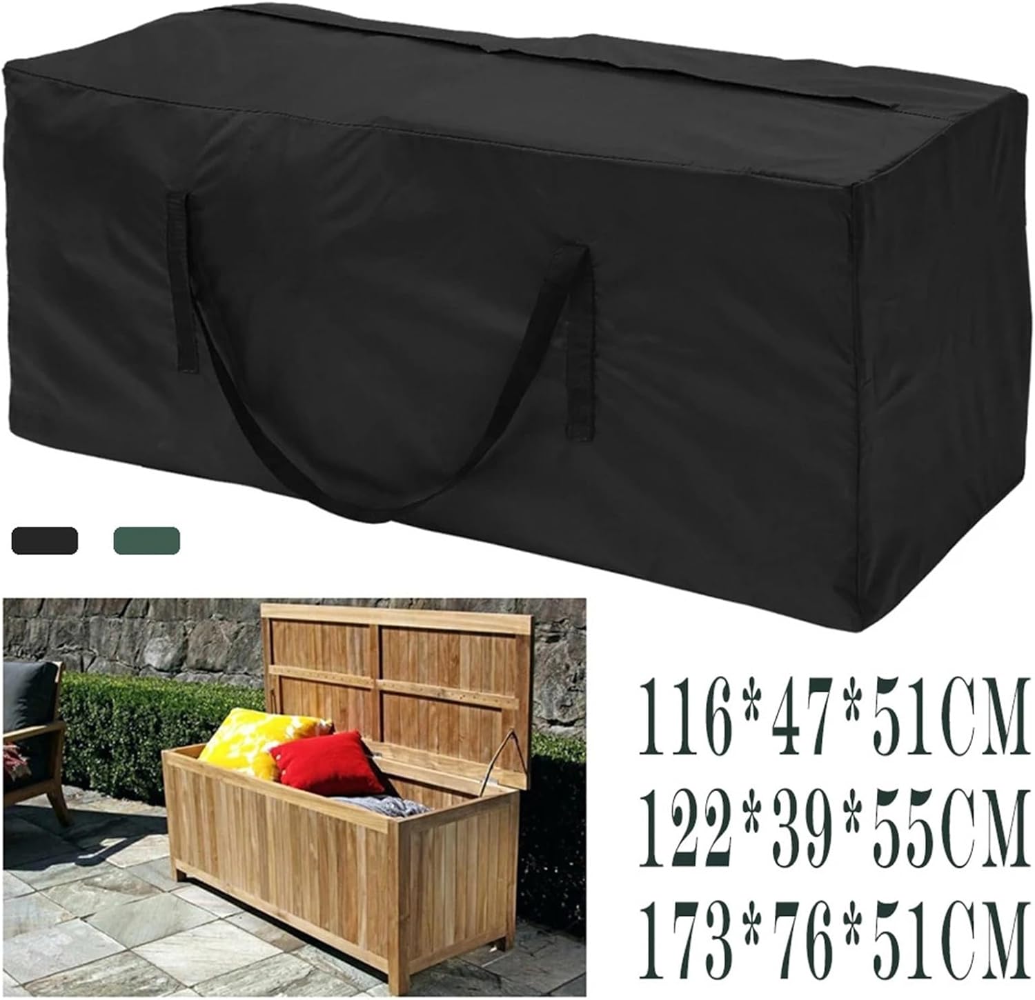 Cushion Storage Bags Large Capacity Storage Bag Waterproof Dustproof Cushion Duffel Bag Capacity Furniture Protective Cover Christmas For Patio Furniture(Black,116x47x51cm)