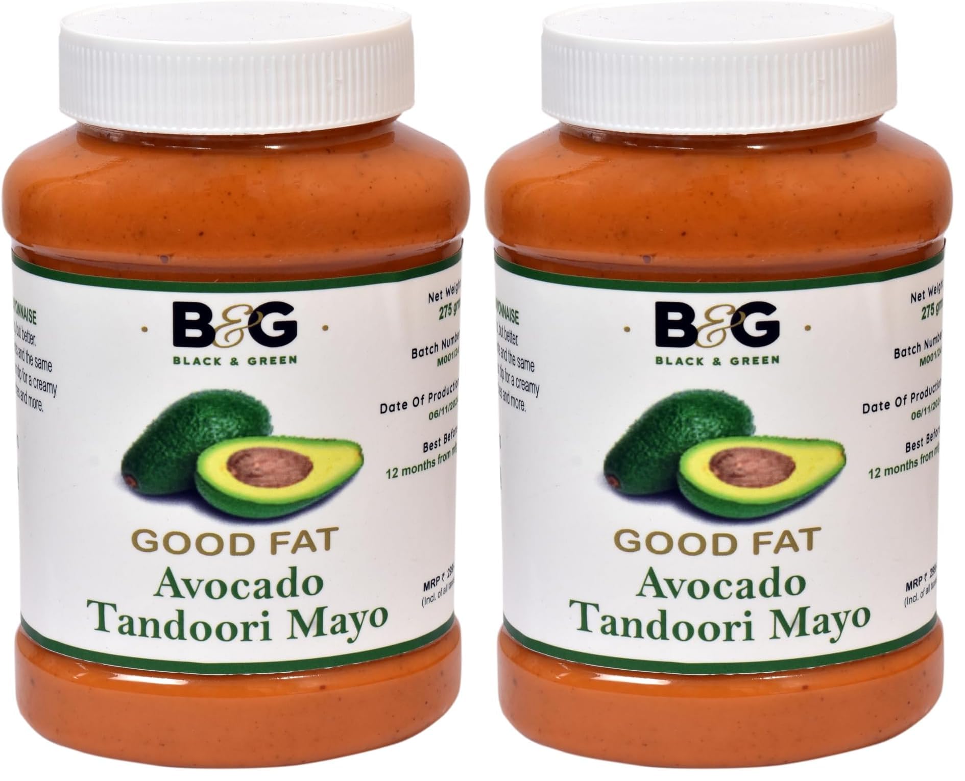 Black and Green's Extra Virgin Avocado Oil Mayonnaise (Good Fat Tandoori) 275gms (Pack of 2)-image-3