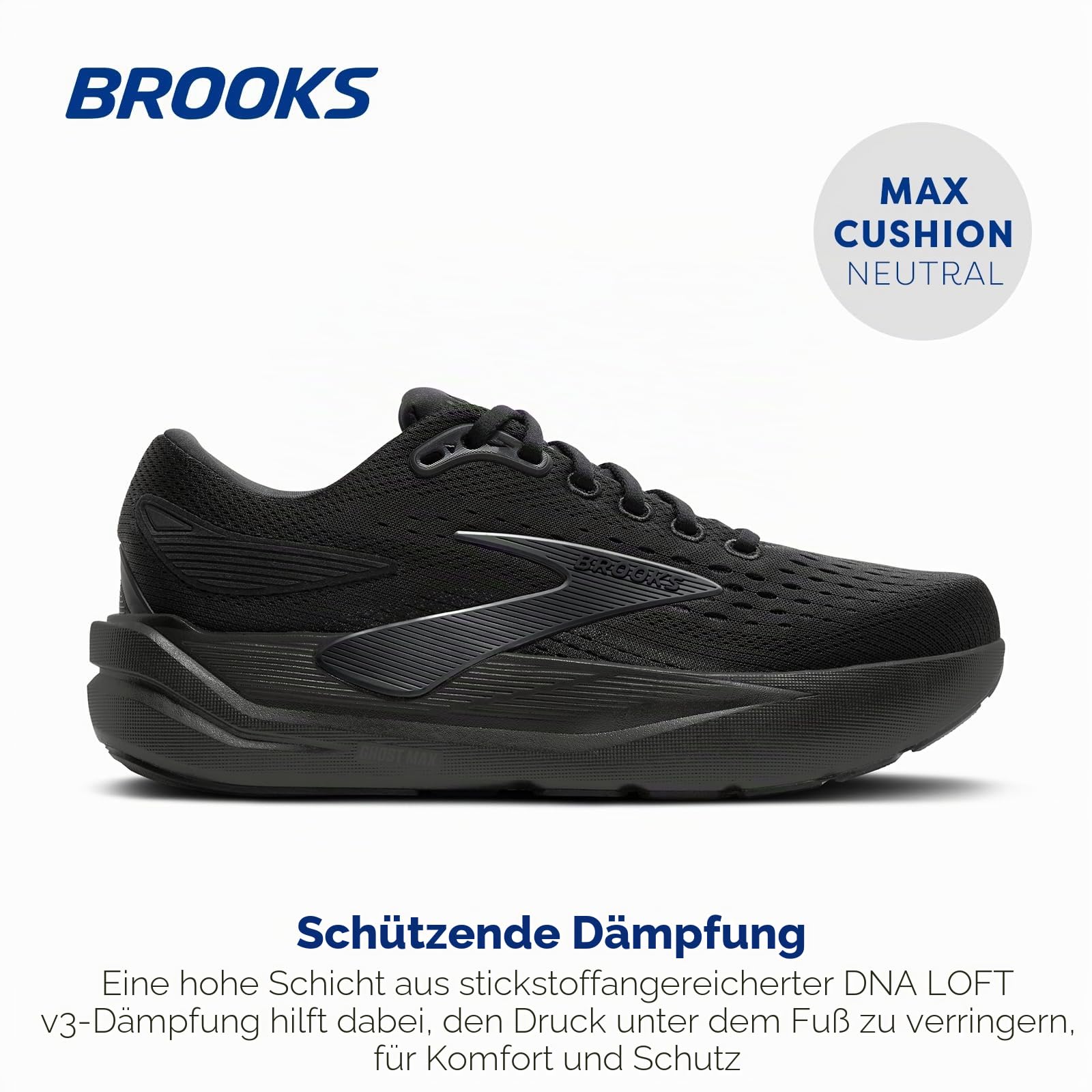 Brooks Herren Ghost Max 3 Sneaker, Black Black Ebony, 45 EU