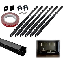 HAMRVL 6-Pack 16-Inch 1010mm Black LED Aluminum Channel System for Wood Slat Wall Panels, U Shape LED Channel Profile with Mounting Accessories, LED Strip Diffuser for Acoustic Panels, Wall Decor