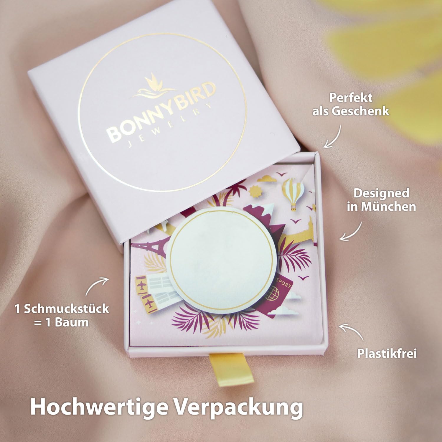 BONNYBIRD® Kette Sonne + Ohrringe Sonne Gold aus wasserfestem Edelstahl Damen BonnySun
