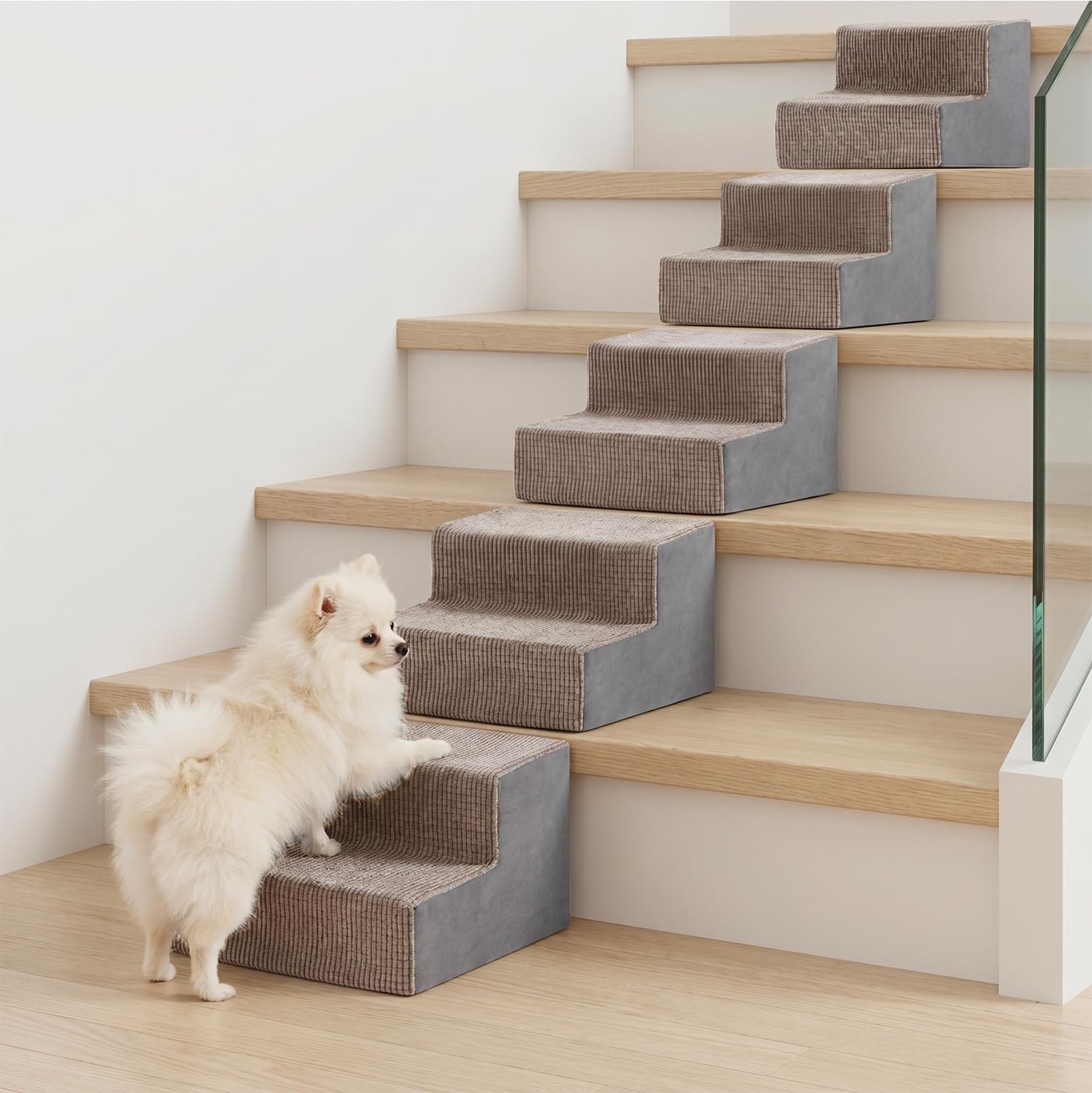 4 rampe per cani per scale | Scaletta antiscivolo per cani, riempita con spugna elastica, rampe staccabili per cani anziani di piccola taglia