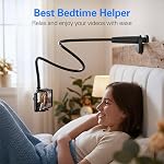MAGIPEA Gooseneck Phone Holder for Bed, Flexible Overhead Cell Phone Mount for Desk, Hands-Free Viewing Clamp Stand Compatible with iPhone 17 16 15 Pro Max and 3.5-7" Devices