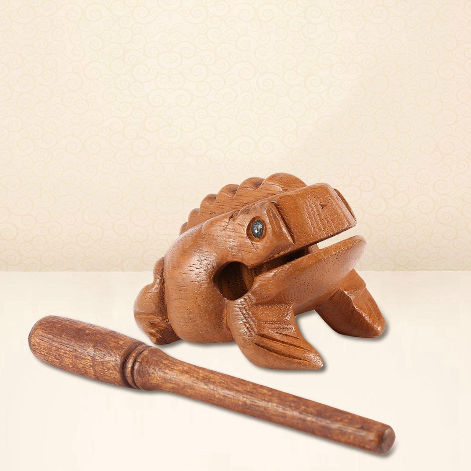 Thailand Traditional Craft Wooden Lucky Frog Croaking Musical Instrument Home Office Decoration Adorable Gift (5.8CM),Wooden Frog Percussion Instrument, Wooden Frog Percussion Instrument, Thaila