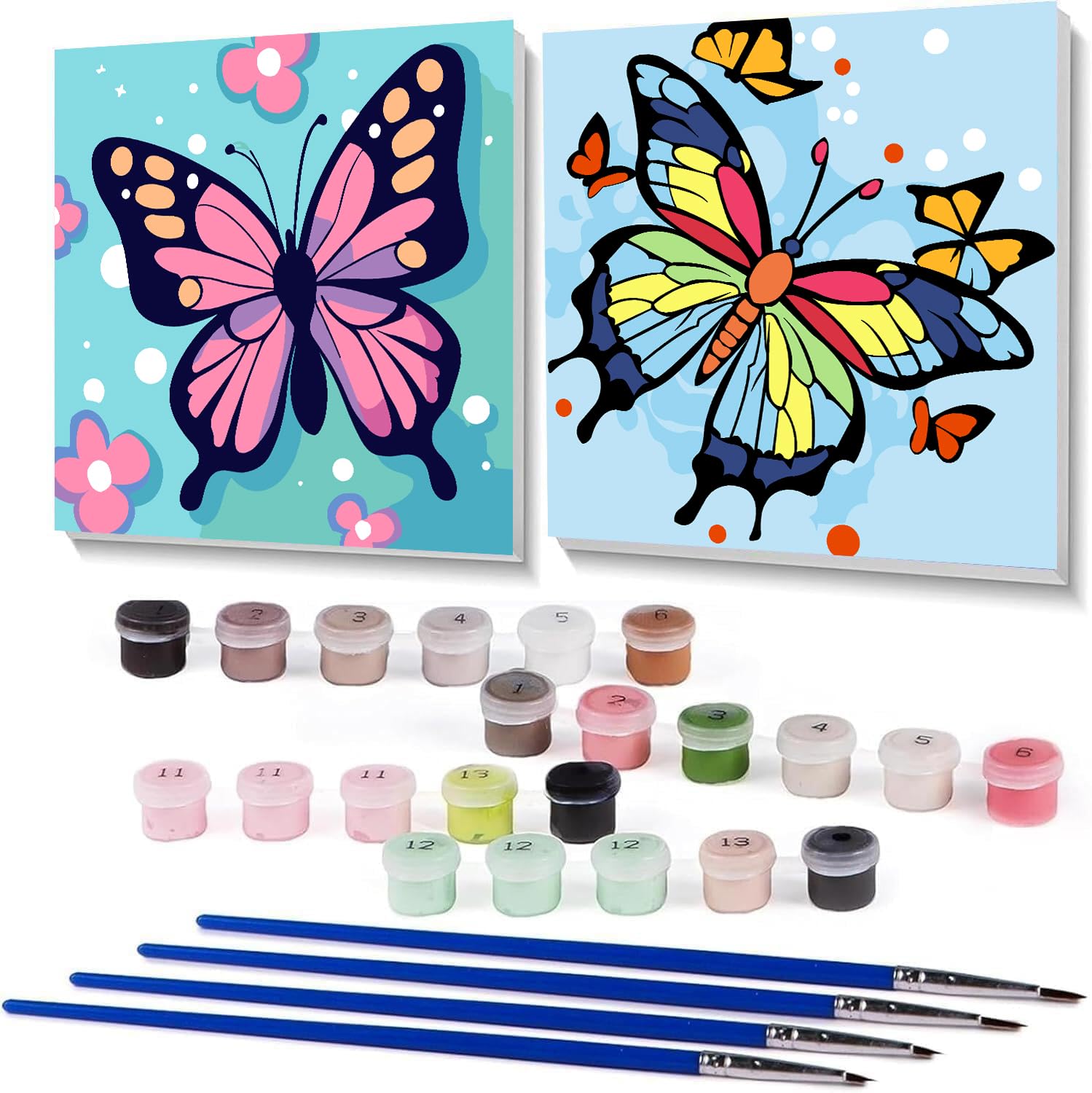 Amazon.com: nekpiahu 2 Framed Butterfly Paint by Numbers Kit for Kids ...
