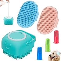 Vista 8 de Comotech 6 piezas cepillos de baño para perros y cepillos de dientes para perros Cepillo de champú y estropajo con mango ajustable para perros