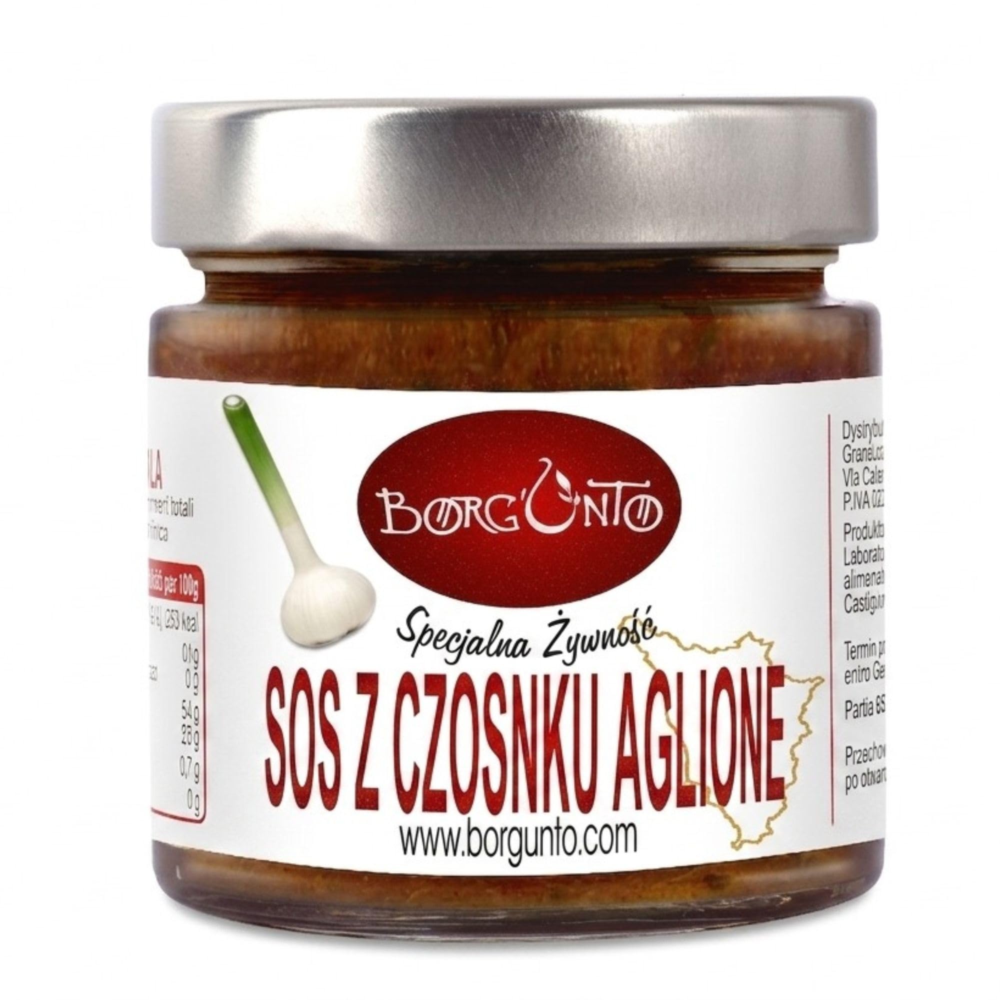 BORGUNTO | Sos Aglione z Włoskimi Pomidorami 18 x 200g - Val di Chiana, 100% Roślinny, Rzemieślniczy • Bez Glutenu i Konserwantów (Opakowanie 18 szt.)