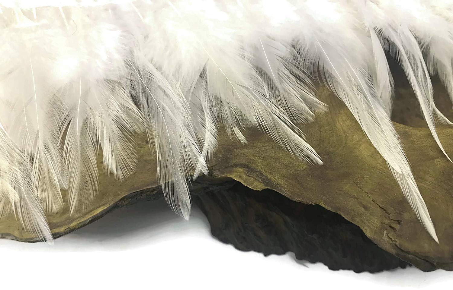 Tiptop Decoration Natural Hackle Pointed Dyed Feathers Trim Fringe Lace (4-5 Inch) (9 Meters) (Natural White) 2