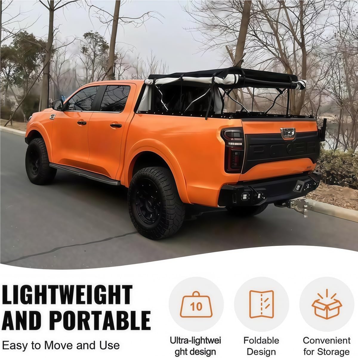 Foldable Soft Truck Topper Compatible for Nissan Frontier 2022-2025 5ft Short Bed, Truck Bed Camper Shell Top with Rear Tent Extension for Camping & Overlanding Usey(Base)