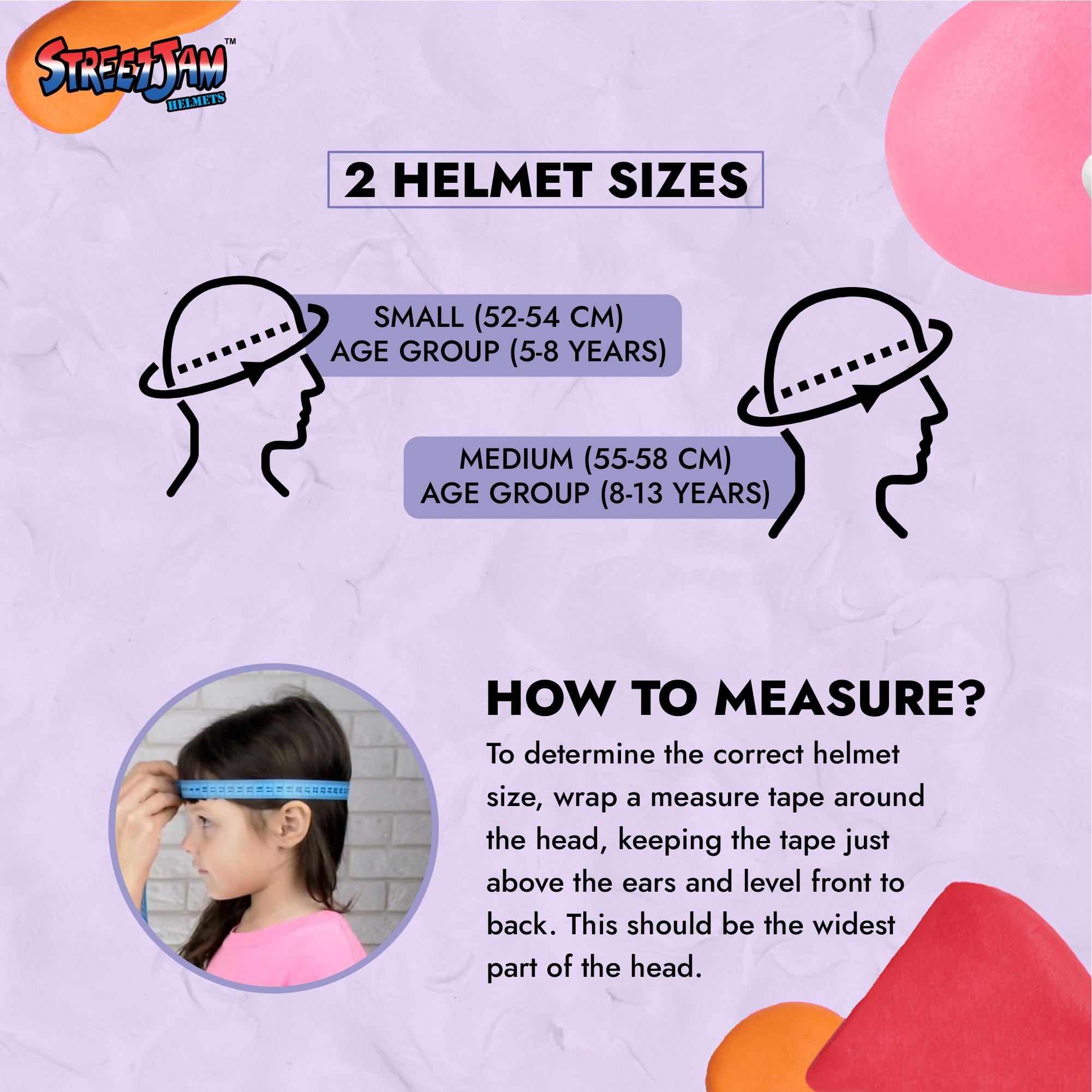STREETJAM Magic Unicorn Open Face Sports Helmet for Kids, Hard PP Outer Shell, EPS Inner Comfort Linner case, Adjustable Strap & Adjuster Dial, Unisex Helmet for Cycling(8-13 Years, Light Purple)