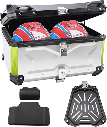 Miniatura 9 de LASIEYO 2023 - Maleta superior de motocicleta de 28 L, caja de aluminio para maletero de motocicleta con cerradura de seguridad para almacenar casco