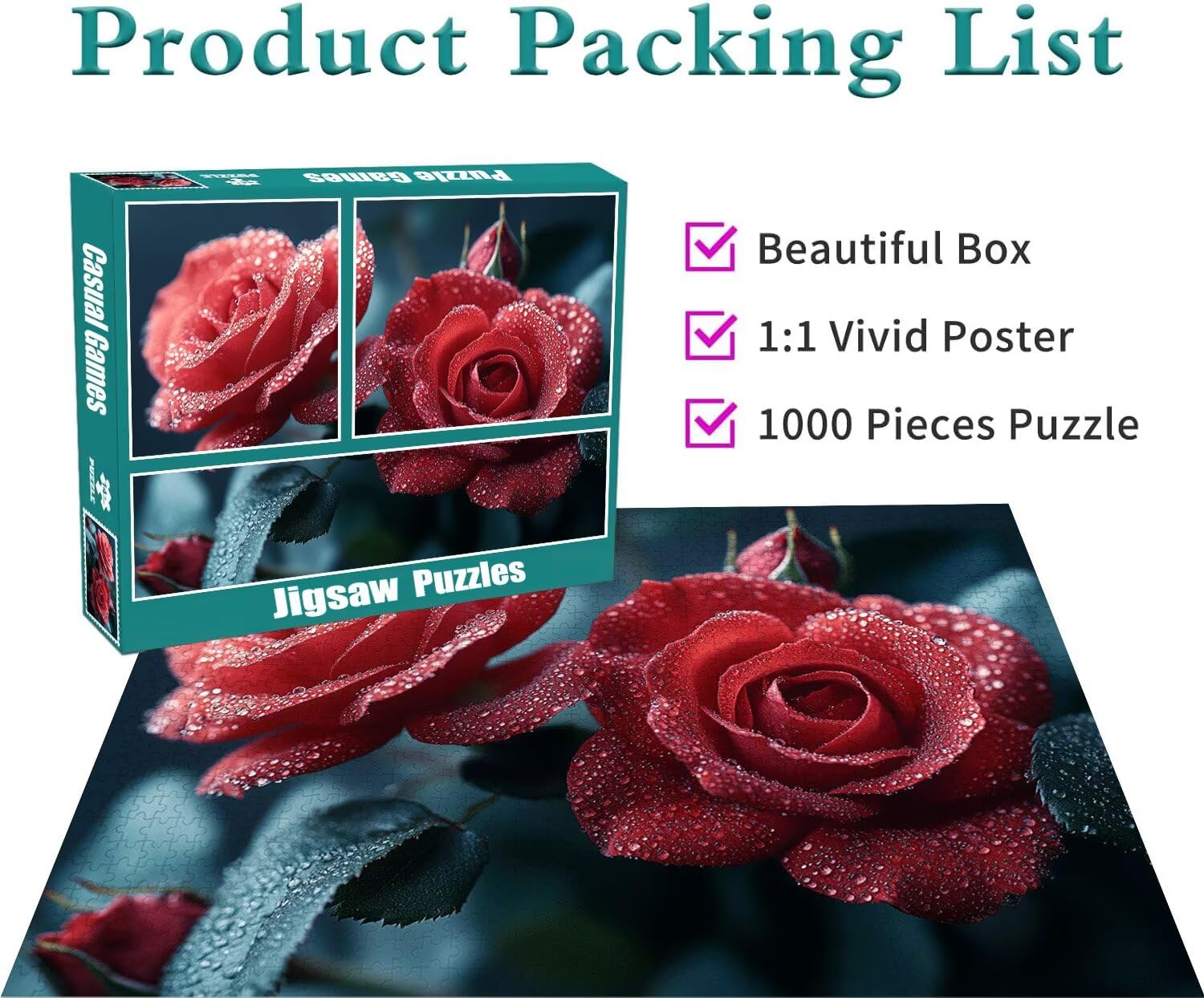 Blume Puzzle für Erwachsene Kinder Anspruchsvoll 5000 Teile Impossible Klassische Puzzles Schwer Rose ab 8 9 10 Jahre Mädchen Jungen Jigsaw Kunst Educa, für Dekoration und Geschenke 105x156cm t-313