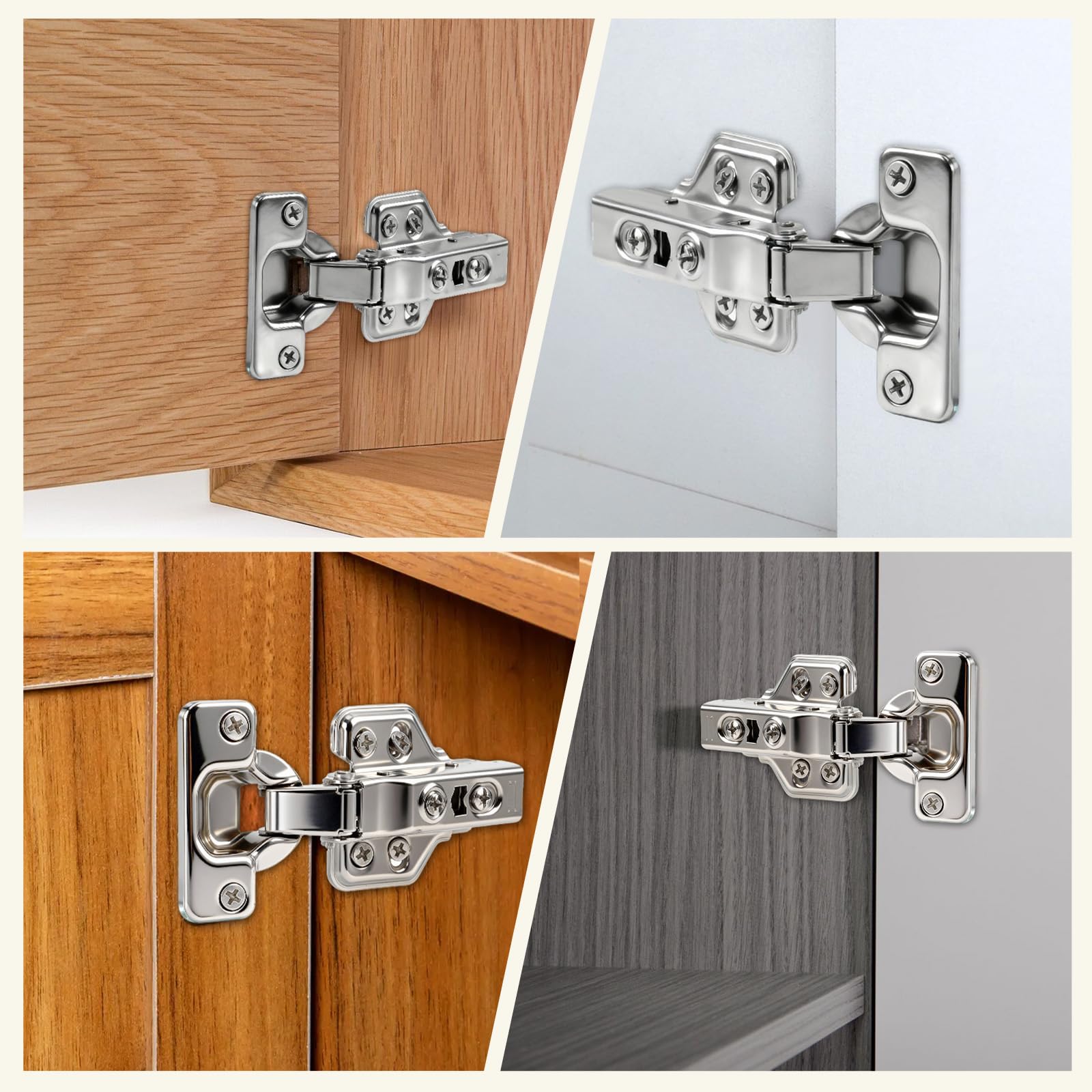 Oderra Cerniere per Ante Cucina con Chiusura Automatica e Ammortizzatore Idraulico, 2 Pezzi, 105 Gradi, per Mobili/Armadio, Facile Installazione, Cerniere a Scomparsa per Porte