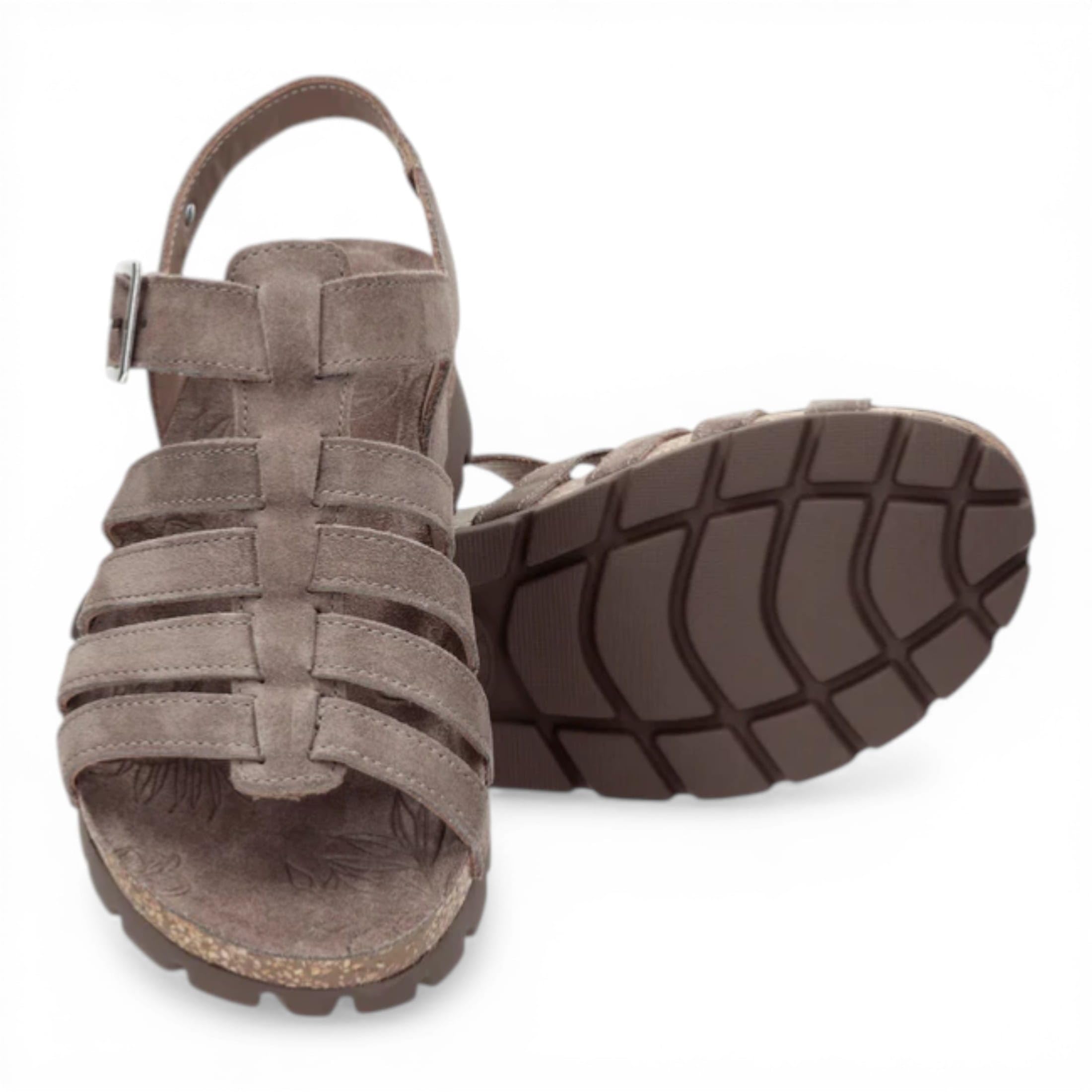 Panama Jack Sandalias de Cuña Sasha B6 Para Mujer, de Ante Gris Piedra, Estilo Alpargata de Verano.