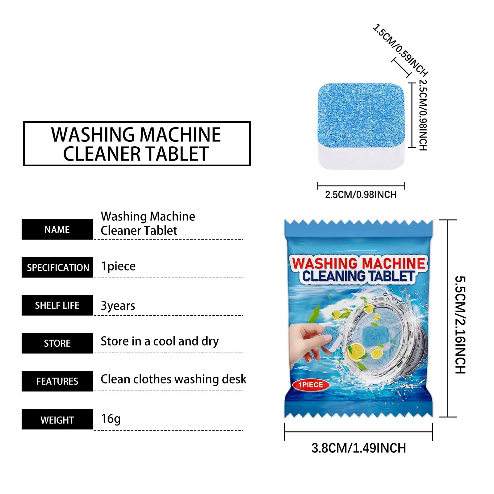 pastiglie detergenti per lavatrice Serbatoio for la pulizia profonda delle pastiglie detergenti for lavatrice(100pcs)