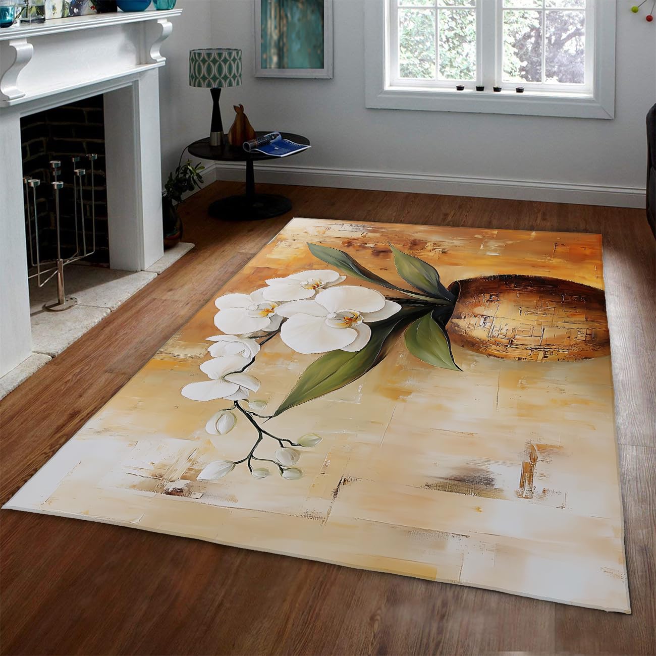 White Orchid Area Teppich Vintage-Vase braune Teppiche fürs Wohnzimmer Luxus zeitgenössische Wohneinrichtung waschbarer Teppich mit niedrigem Flor für das Büro im Schlafzimmer 60x180cm