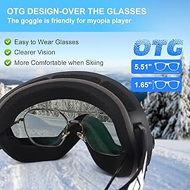 EXP VISION Snowboard Ski Goggles Men Women Youth, Anti Fog OTG Winter Snow Goggles Spherical Detachable Lens
