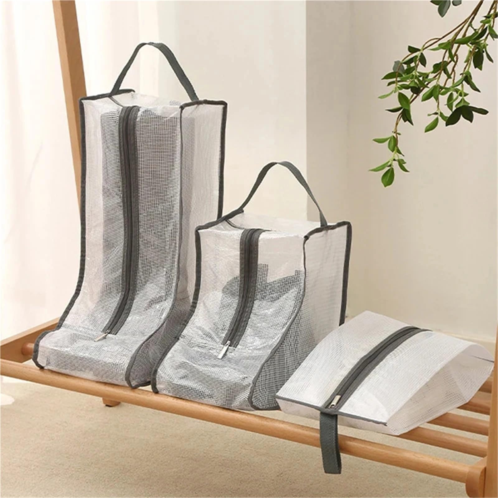 Bolsa de Zapatos de Viaje Transparente, Bolsa de Almacenamiento Impermeable a Prueba de Humedad for Botas con Bolsillo Negro S for fútbol de Viaje