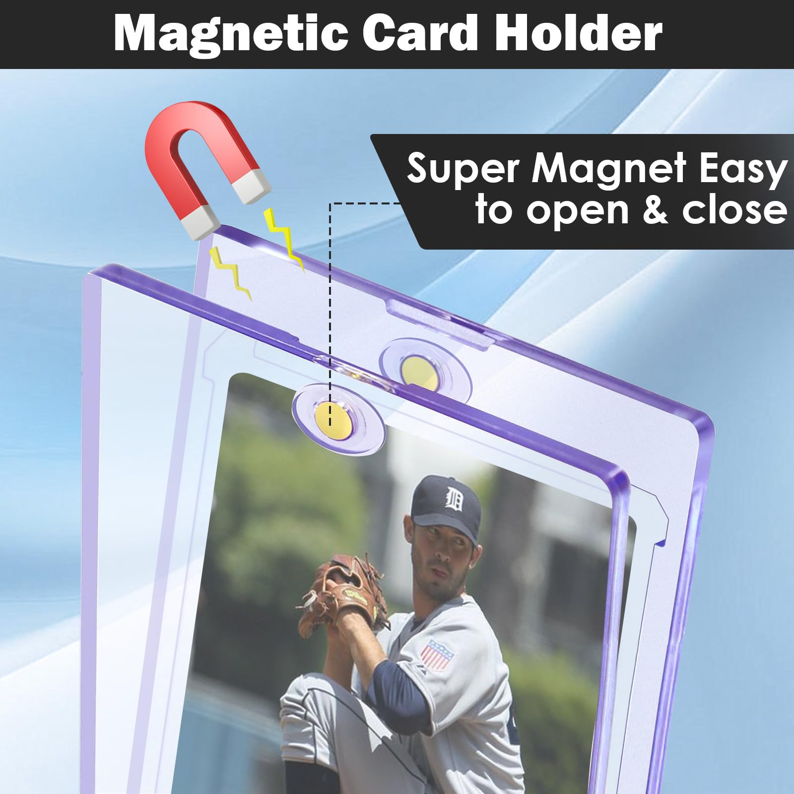 Lot de 25 porte-cartes magnétiques 35PT - Pour cartes à collectionner - Pour cartes standard, Yugioh, sport, baseball