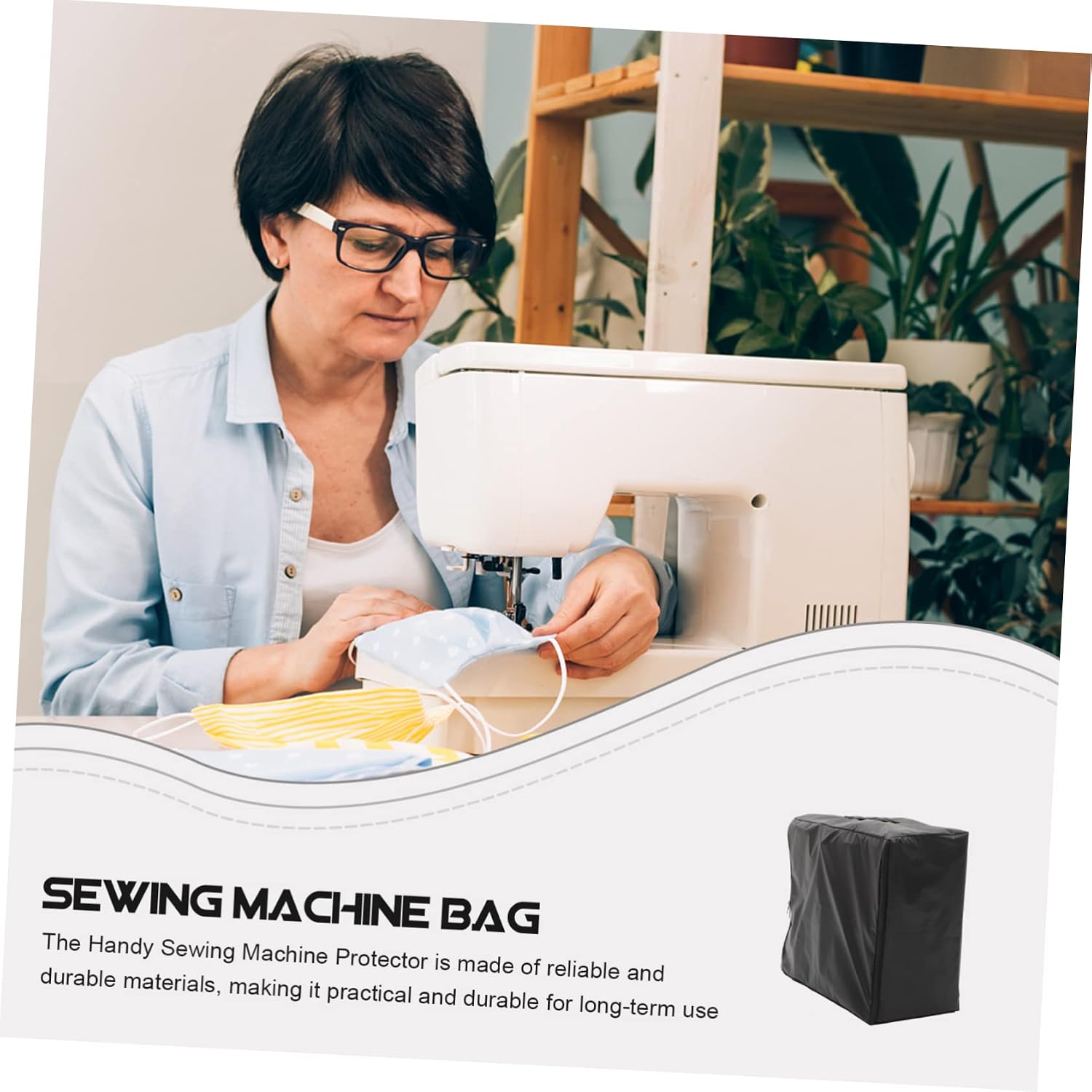 TEHAUX Portable Sewing Machine Storage Bag Black Polyester for Home Use