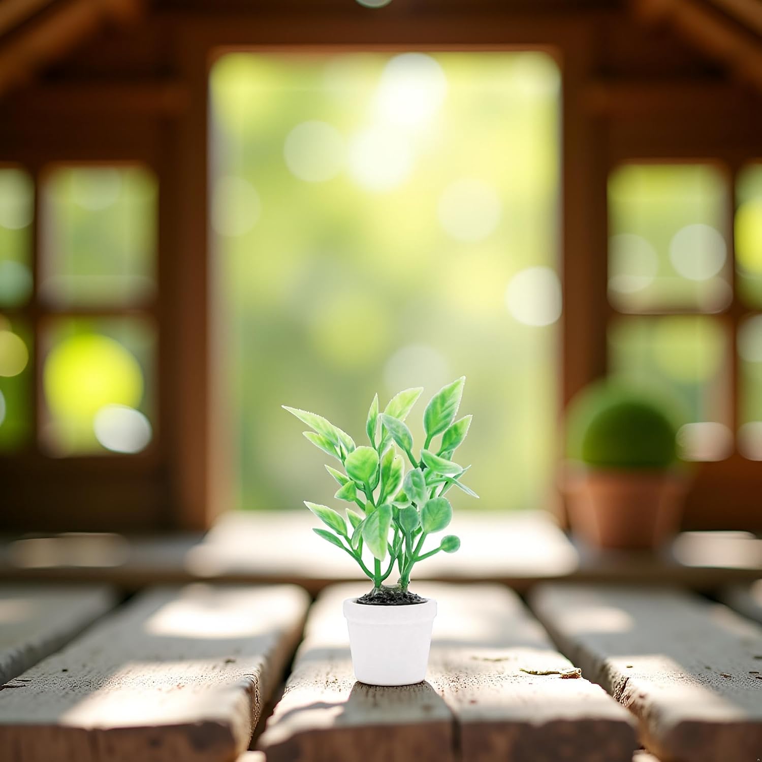 Green Miniature Plants Dollhouse Decoration Accessories, Mini Potted Plant Artificial Tiny Greenery Ornament Miniature Hanging Potted Plant Faux Flower Model Decoration