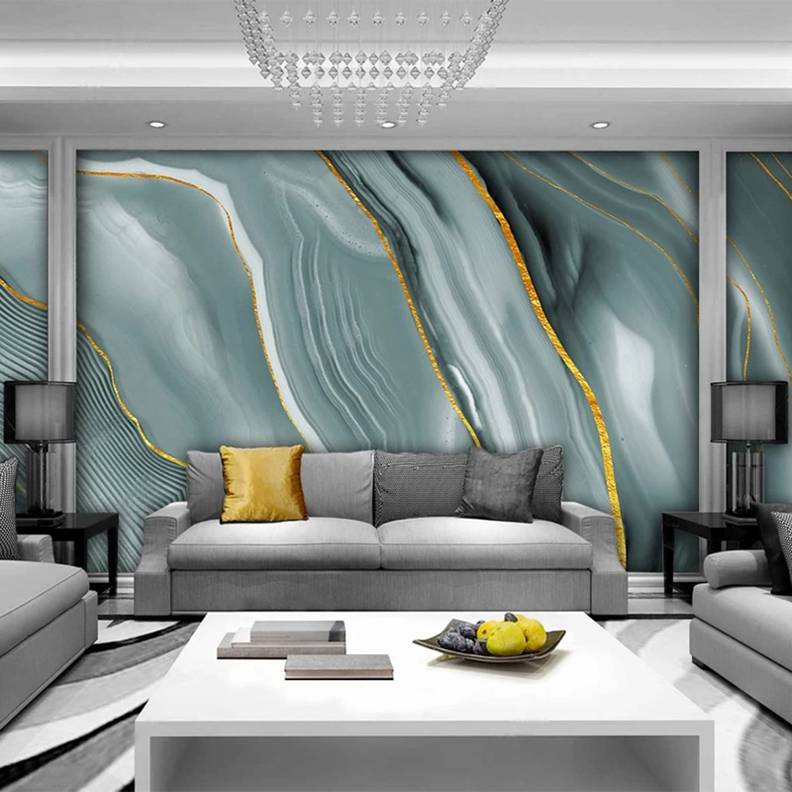 Papier peint 3D marbre mural salon TV moderne abstrait 400X280cm