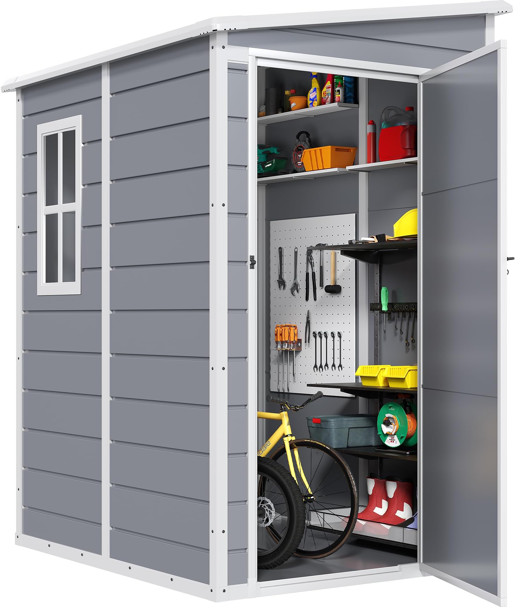 Amazon.com : DWVO 5x4ft Resin Outdoor Storage Shed with Floor, Large ...