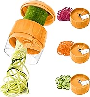 Vista 7 de 3 en 1 espiralizador de verduras, cortador ajustable para noodles de calabaza y zanahoria, cortador en espiral para pepino, herramienta de cocina