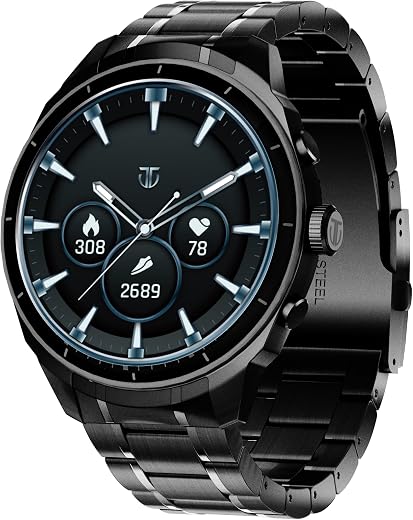 Titan Heritage 1.43" AMOLED Stainless Steel Bracelet Smart Watch for Men, BT Calling, Voice Assistant, Quick Health Measur...