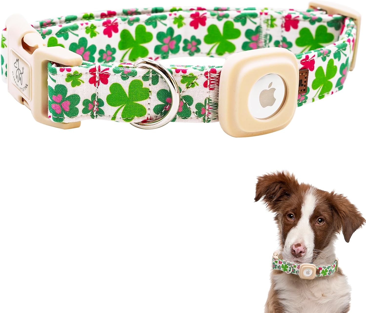 Elegant little tail Airtag Dog Collar, St Patrick's Dog Collar Pet with Airtag Holder Holiday Pet Collar Cute Puppy Collar Adjustable Pet Dog Collars for X-Small Dogs