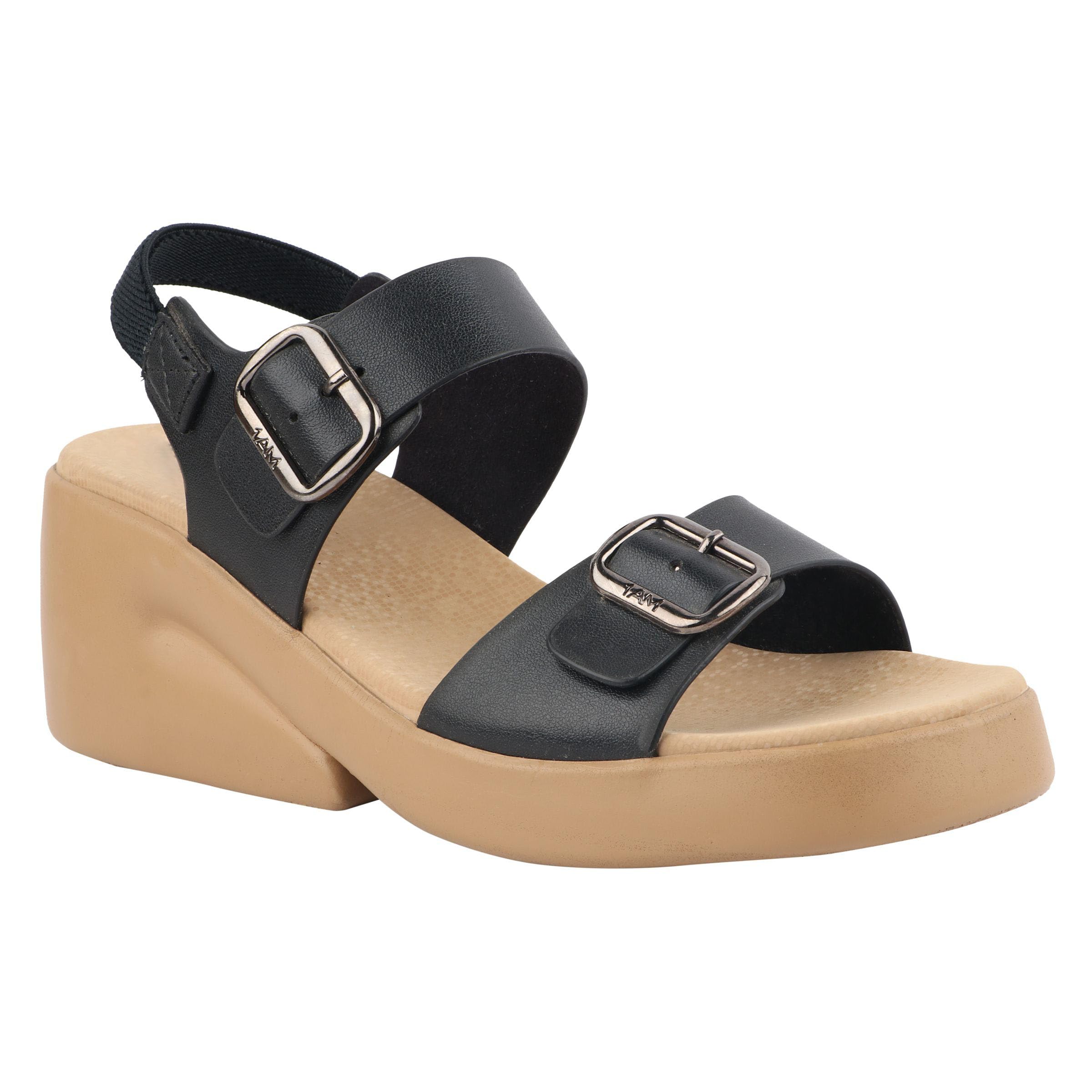 Medifeet Womens Buckle Sandal II Heel Sandal II Cushion Technology II Sling-Back Wedges (BLACK, 4) (B0CVH84HNL) Amazon Price History, Amazon Price Tracker