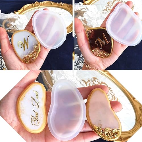 Miniatura 9 de FineInno Molde de resina irregular, molde de silicona con gota de agua, molde de fundición colgante para joyería epoxi, ágata de cristal, geoda,