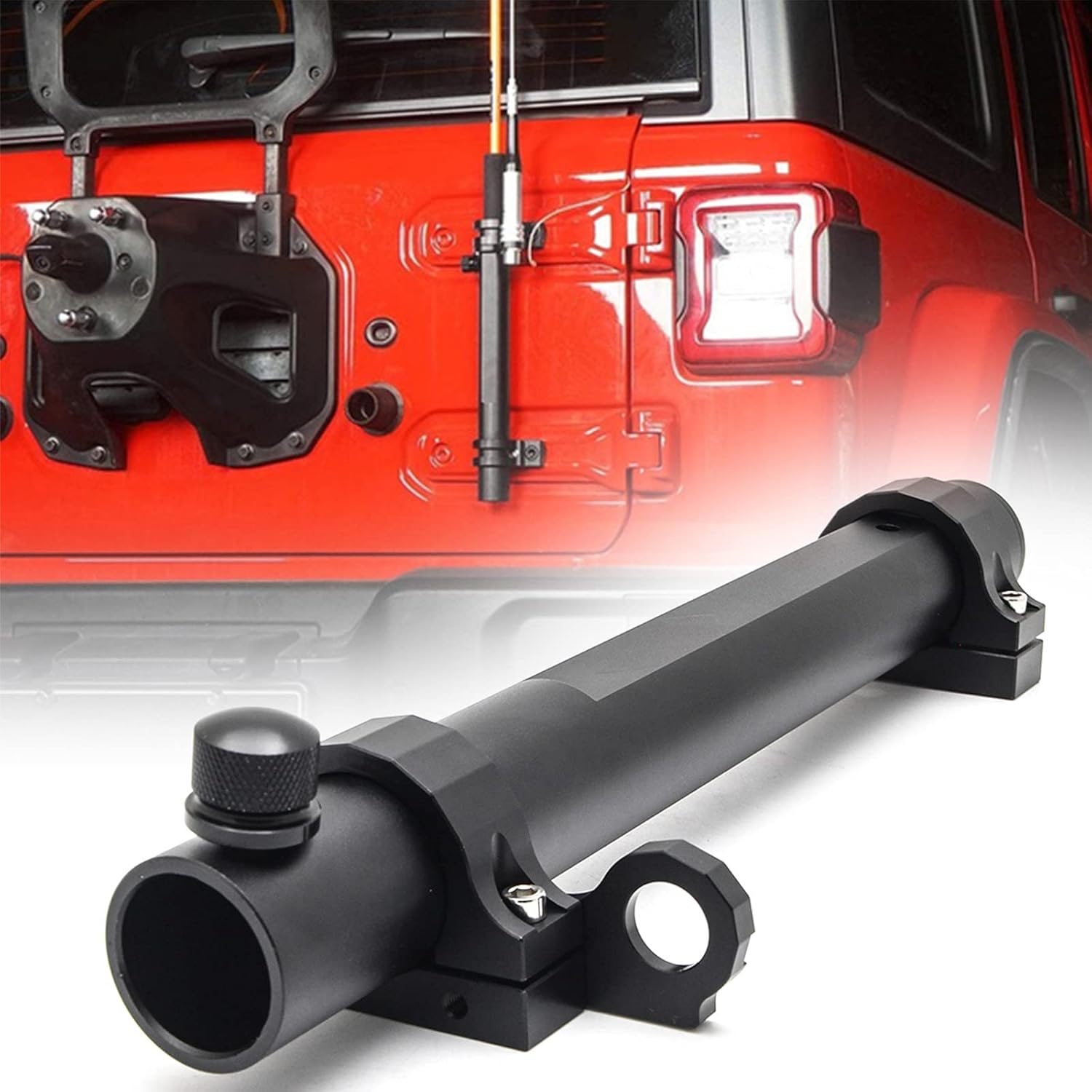 for Jeep Flag Mount JK JL Tailgate Flagpole Holder with CB Antenna Mounting Bracket Multi-Function Tail Gate Flag Pole Holder Antenna Base Kit for Jeep Wrangler JK JL & Unlimited 2007+