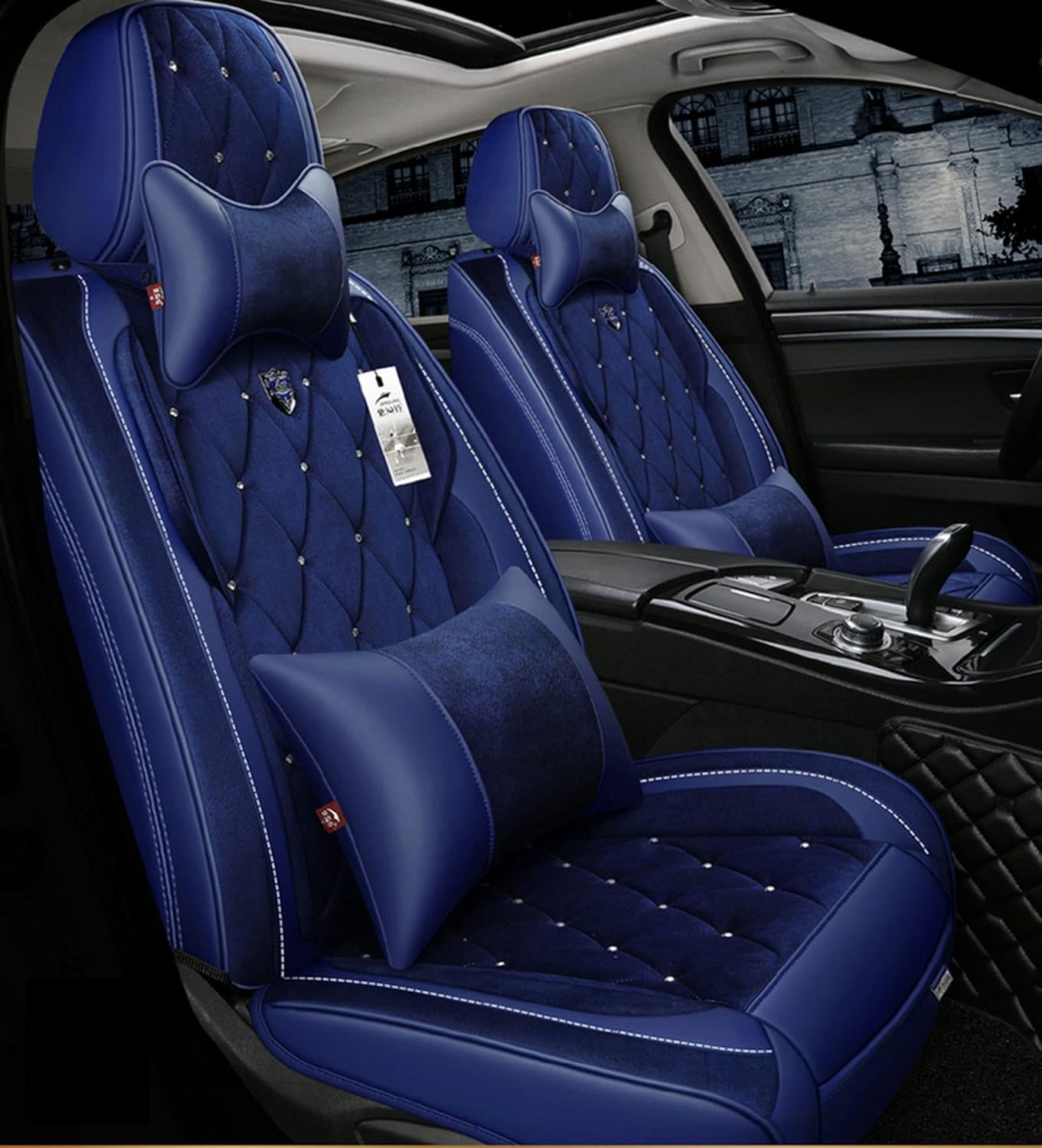 Car Seat Cover, 5-Seater Car Seat Winter Plush Compatible Airbags, Front and Rear Breathable Quality Comfortable Protective Cushion,G