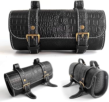 Motorbike Pouch Motorcycle Saddle Bag Mini Motorcycle Fork Handlebar PU Leather Tool Storage Bag