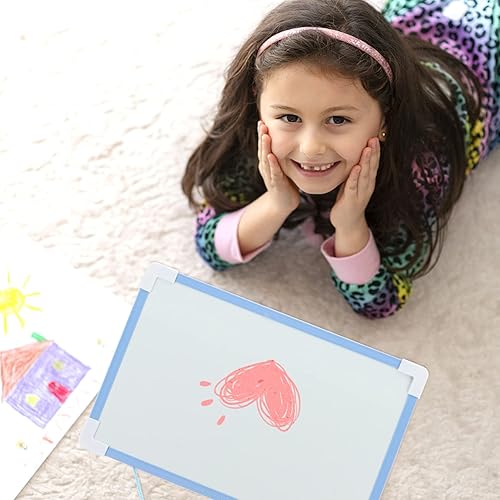 Miniatura 3 de STOBOK 1 tablero de mensajes con broches azules, dibujo de notas, borrable, para colgar en los lados, para niñas, niños, mini escritura, doble y