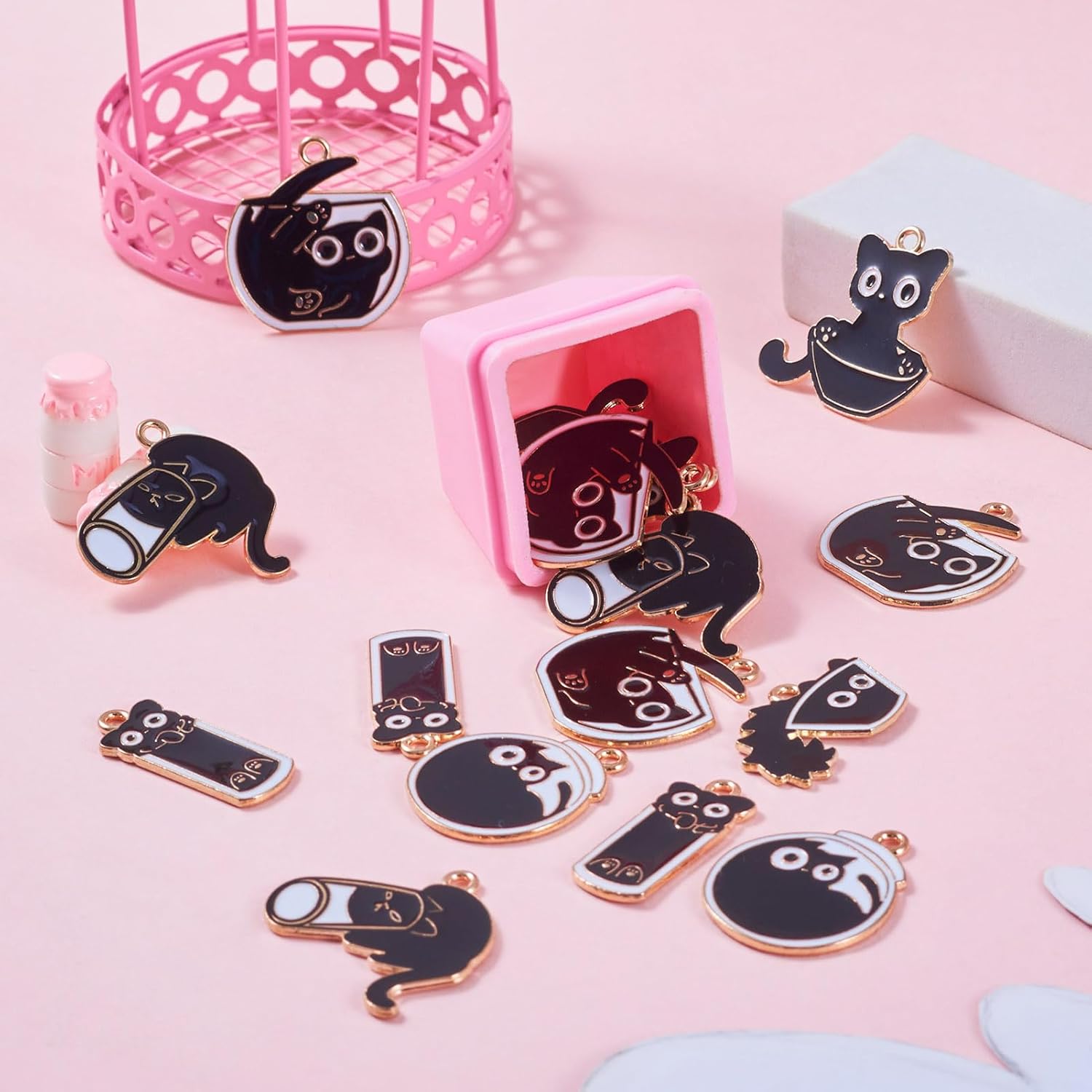 Enamel Cat Charms Cute Cartoon Pet Kitten Pendants Lovely Pet Animal Metal Dangle Charms for DIY Crafts Earring Necklace Keychain Jewelry Making - Image 6