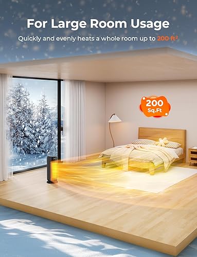 Miniatura 3 de Calentador de espacio, calentadores de espacio de 1500 W, calefacción eficiente con pantalla LED, temporizador de 1 a 24 horas, ecológico,