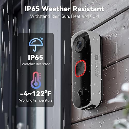 Miniatura 9 de Swann Buddy4K UHD - Timbre inalámbrico y timbre de video  Sin tarifa mensual  Vista ultra ancha de 165  Análisis inteligente  Audio de 2 vías