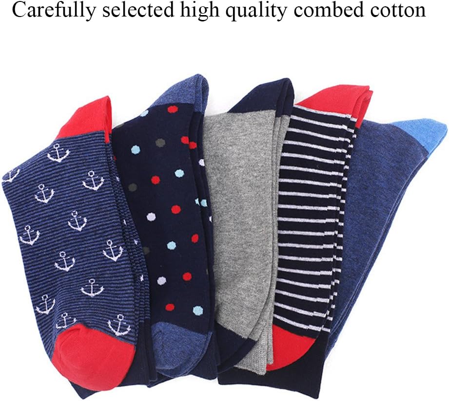DRASEX Men's Dress Socks Funky Colorful Pattern Cotton Novelty Casual Crew Socks
