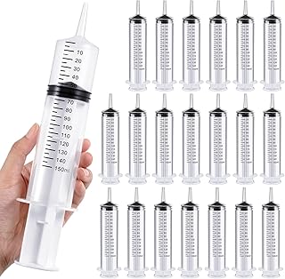20 Pcs 150ml Large Syringes Bulk Individual Sealed Plastic Garden Syringe to Use Clean for Liquid Lip Gloss Paint Oil Measuring Filtration Watering Plants Refilling Feeding Industrial Use