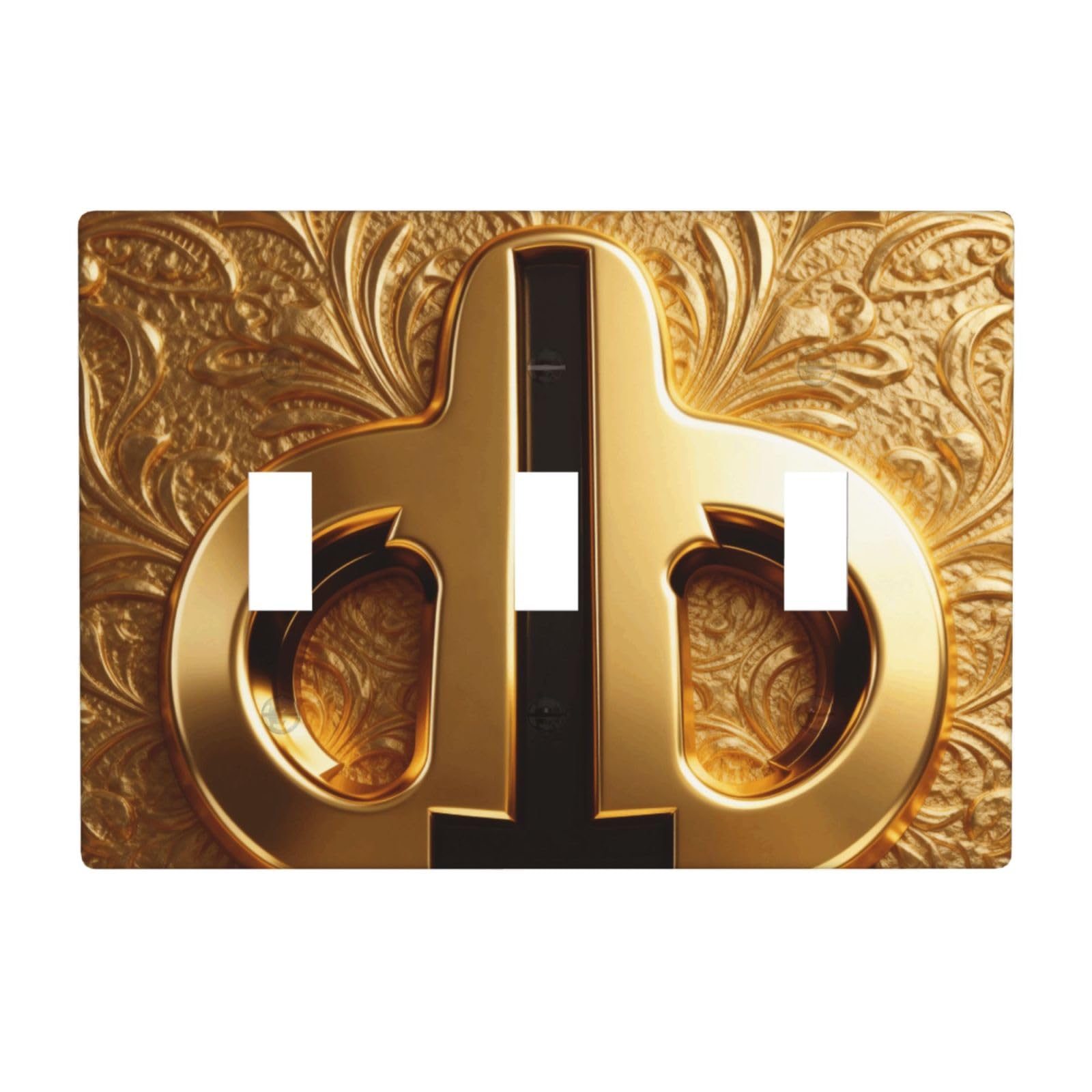 Golden Pattern 3 Gang Switch Plate Cover-Unbreakable Polycarbonate Wall Plate, Heat Resistant Toggle Switch Decor for Home