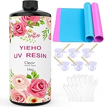 UV Resin Kit 1000g Clear Crystal Epoxy Resin Hard Quick Drying with Mat for DIY Jewellery Making 1kg
