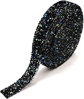 Vista 21 de Dowarm Cinta de diamantes de imitación de 3 yardas, rollo de cinta de diamantes de imitación, envoltura de malla con diamantes de imitación Plata