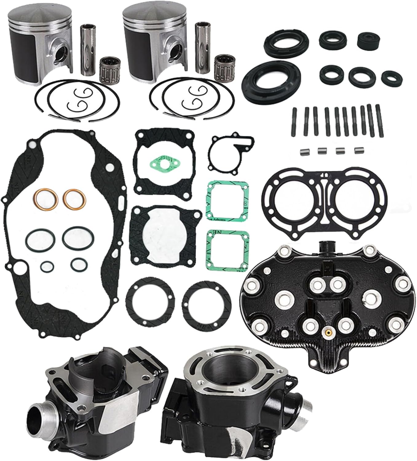 Engine Cylinder Jug Piston Gasket Kit Top End Rebuild Kit Compatible for Yamaha Banshee 350 YFZ350 1987-2006