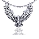 Punk Rock Titanium Steel Wings Eagle Pendant Necklace,24inhes Link Chain