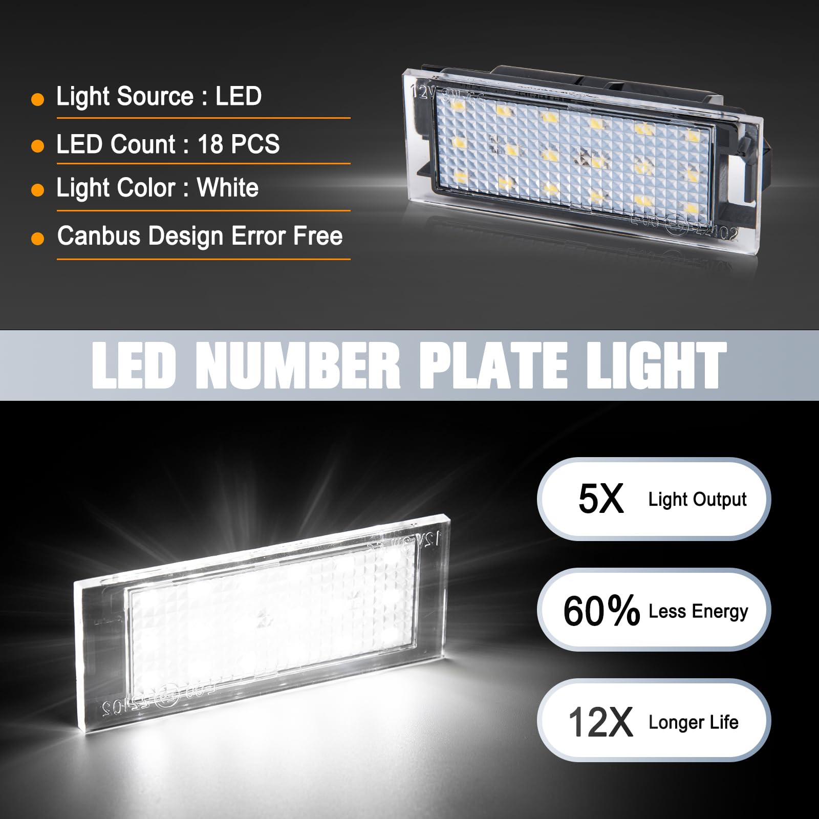 OZ-LAMPE Eclairage De Plaque Immatriculation, Lumiere De Plaque D