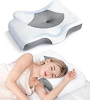 Vista 9 de Osteo Almohada cervical para aliviar el dolor de cuello, diseño hueco, almohadas de espuma viscoelástica sin olor con funda de enfriamiento