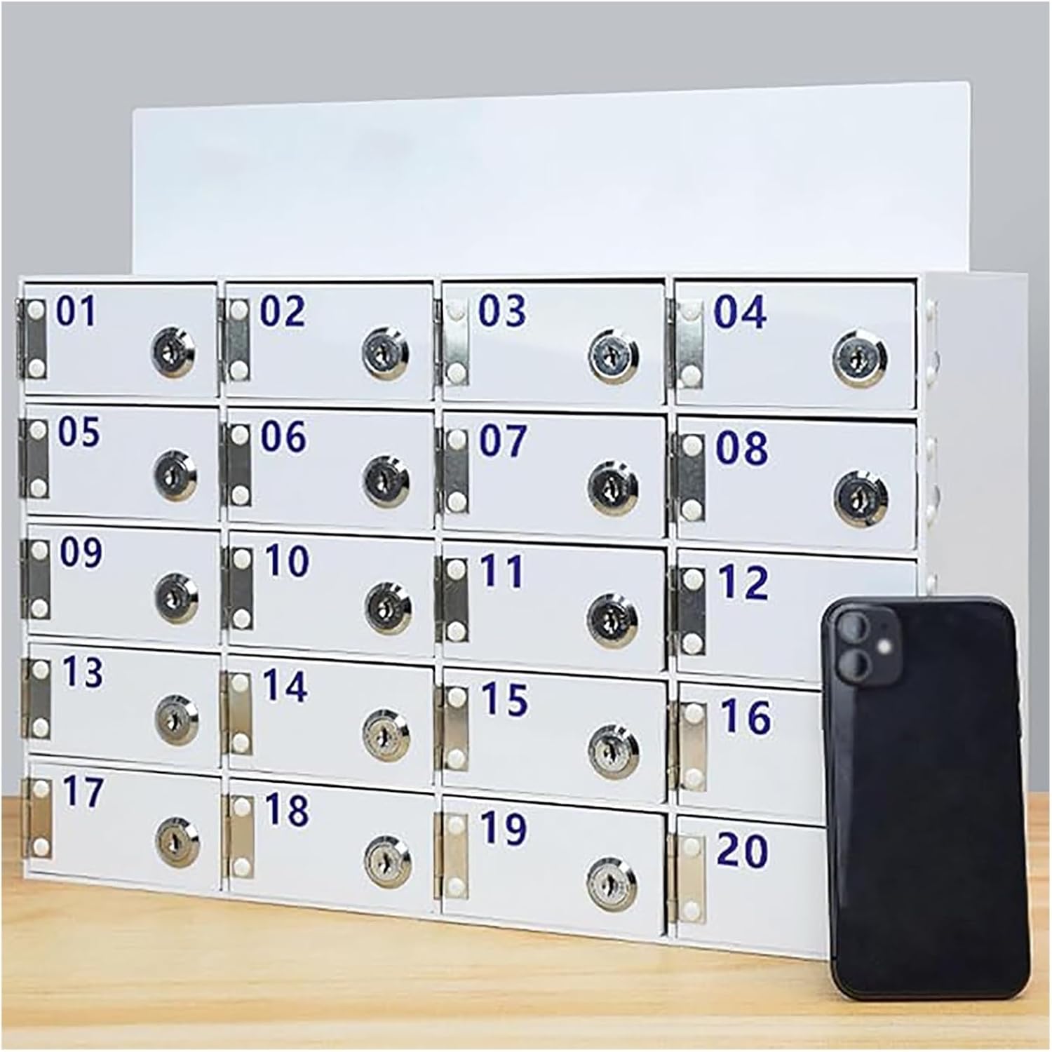 Wall-Mounted Acrylic Cell Phone Locker with Lock - 60 Large Grids, Safe Storage Cabinet for Classroom & Office, Easy to Clean, Secure Cell Phone Storage Solution